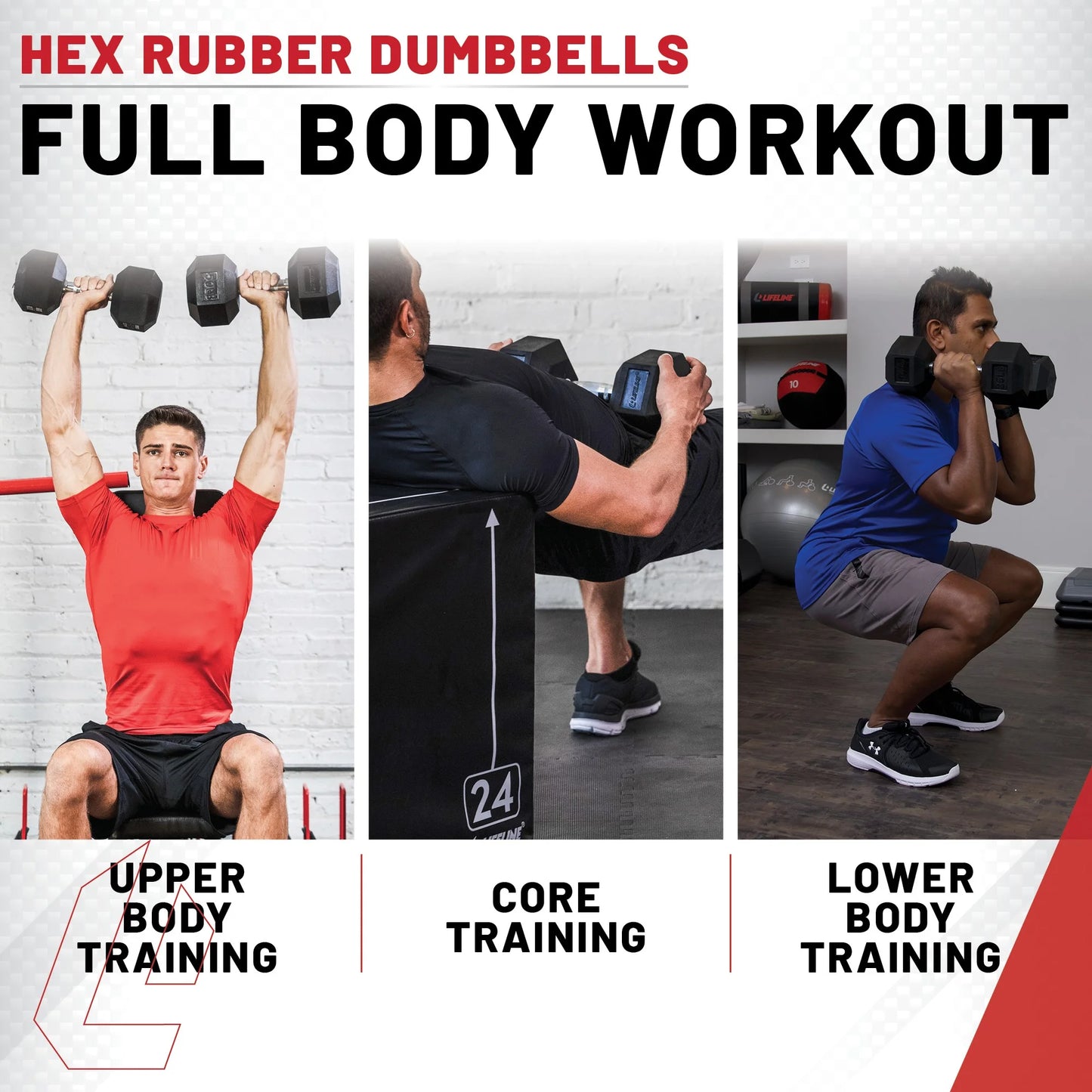 Premium Rubber Hex Dumbbell, Single, 60 Lbs