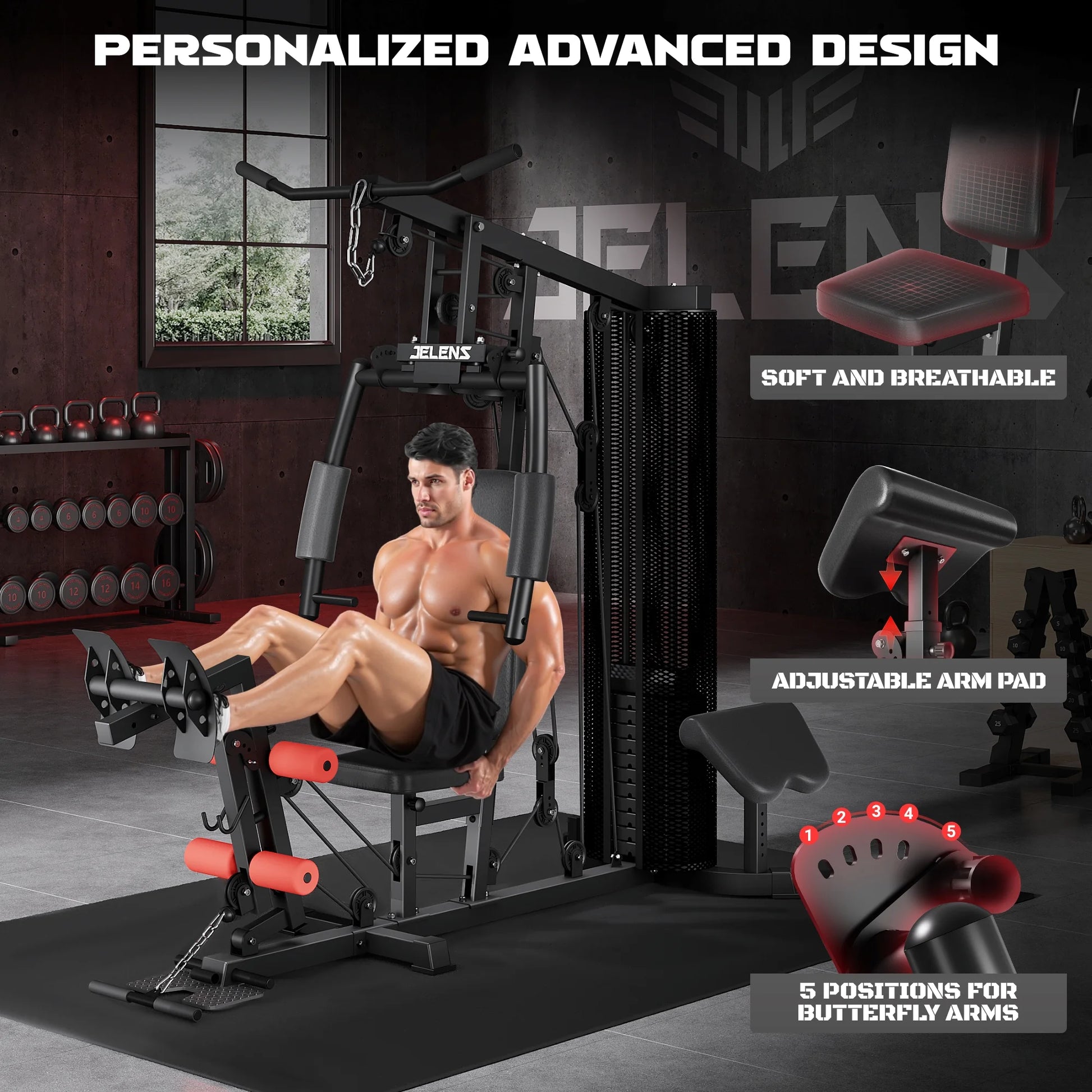 Home Gym, Multifunctional H10 Home Gym Equipment, Workout Station with 146LBS Weight Stack, Exercise Equipment with Pulley System for Full Body Training