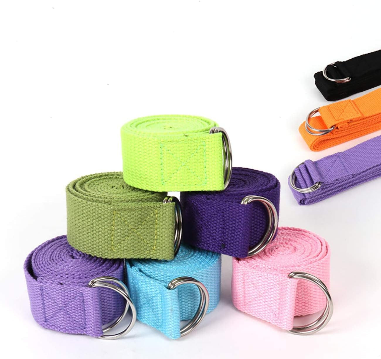 5-Pack Yoga Exercise Adjustable Straps 8Ft or 10Ft with Durable D-Ring for Pilates & Gym Workouts Yoga Fitness | Hold Poses, Stretch, Improve Flexibility & Maintain Balance