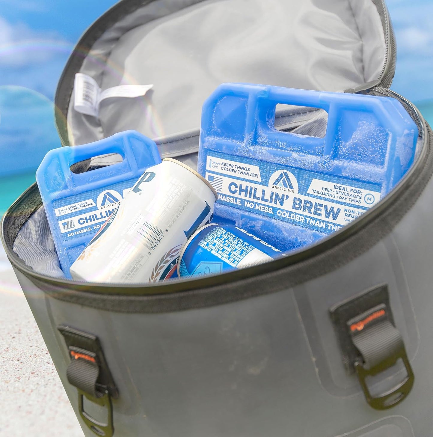 Chillin' Brew Series Long Lasting Reusable Ice Pack - Freezes at 28° Fahrenheit - Designed to Keep Beverages Colder than Ice