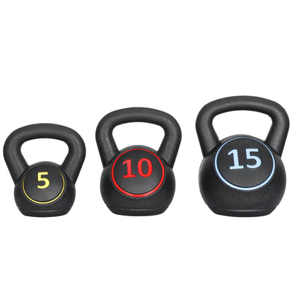 Pro 3-Piece Kettlebell Set Fitness Strength Training Exercise with Base Rack
