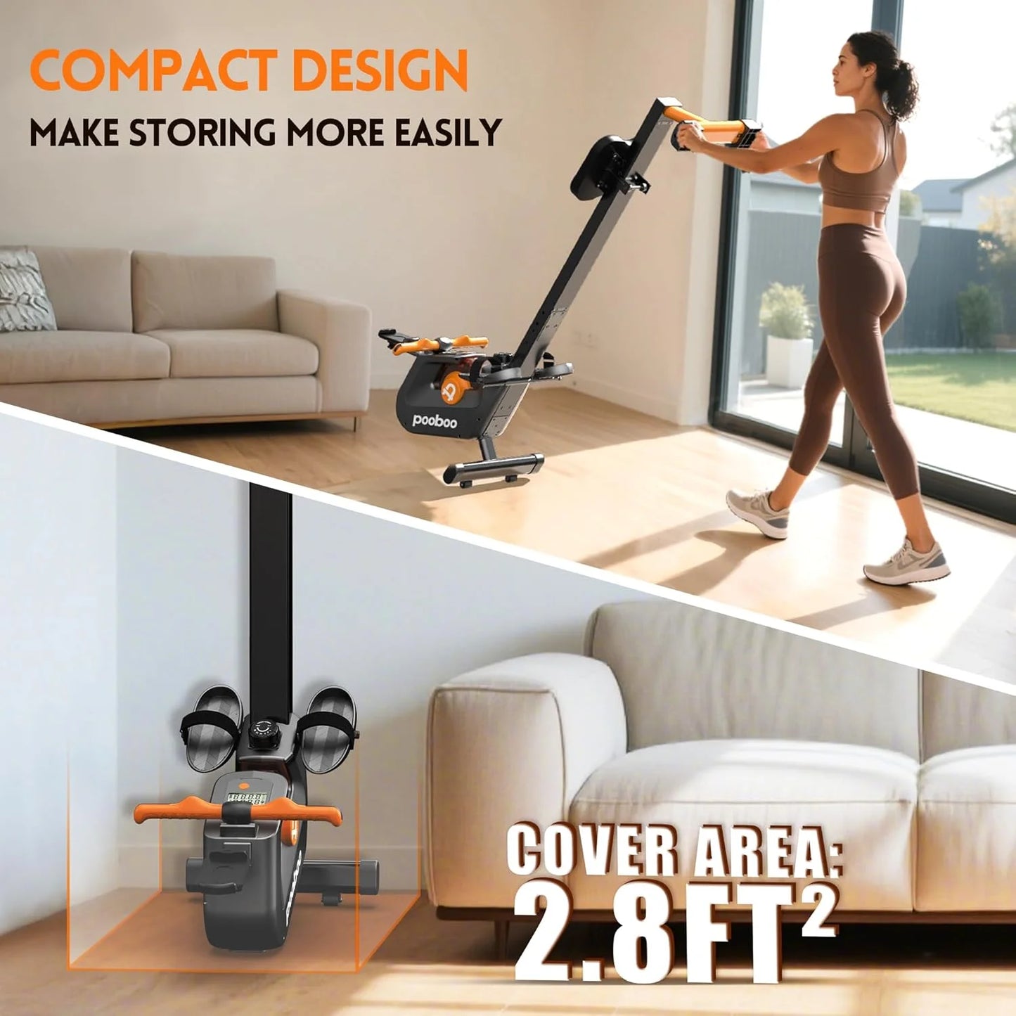 85% Pre-Assembled Magnetic Rowing Machines Rower Foldable 8 Level Resistance Indoor Rower Machines Home Exercise 350Lb