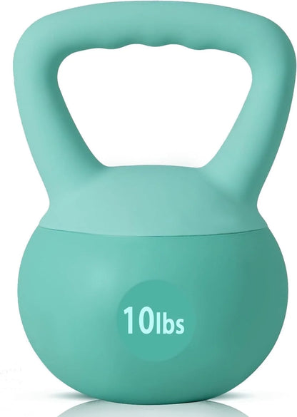 Soft Kettlebells,Iron Sand Filled Weights Strength Training Kettlebells,Shock-Proof Weights and Wide-Grip Handle,Fitness Soft Kettlebells for Women Men,Home Gym Kettlebells,Green,10Lbs