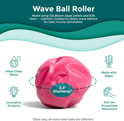 Wave Massage Ball Roller – Textured Lacrosse Ball for Plantar Fasciitis Relief, Muscle Knot Therapy, Myofascial Release – Travel Size Tool for Feet, Back Pain (Hot Pink and Gold) Pack of 2