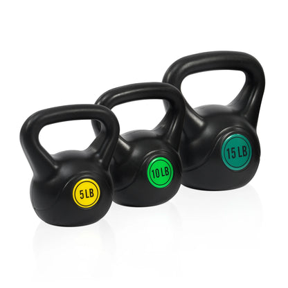 5 10 15Lbs Wide Grip Kettlebell, Black