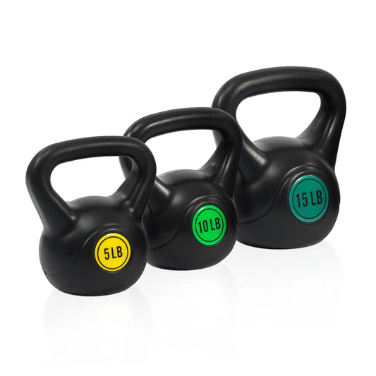 5 10 15Lbs Wide Grip Kettlebell, Black