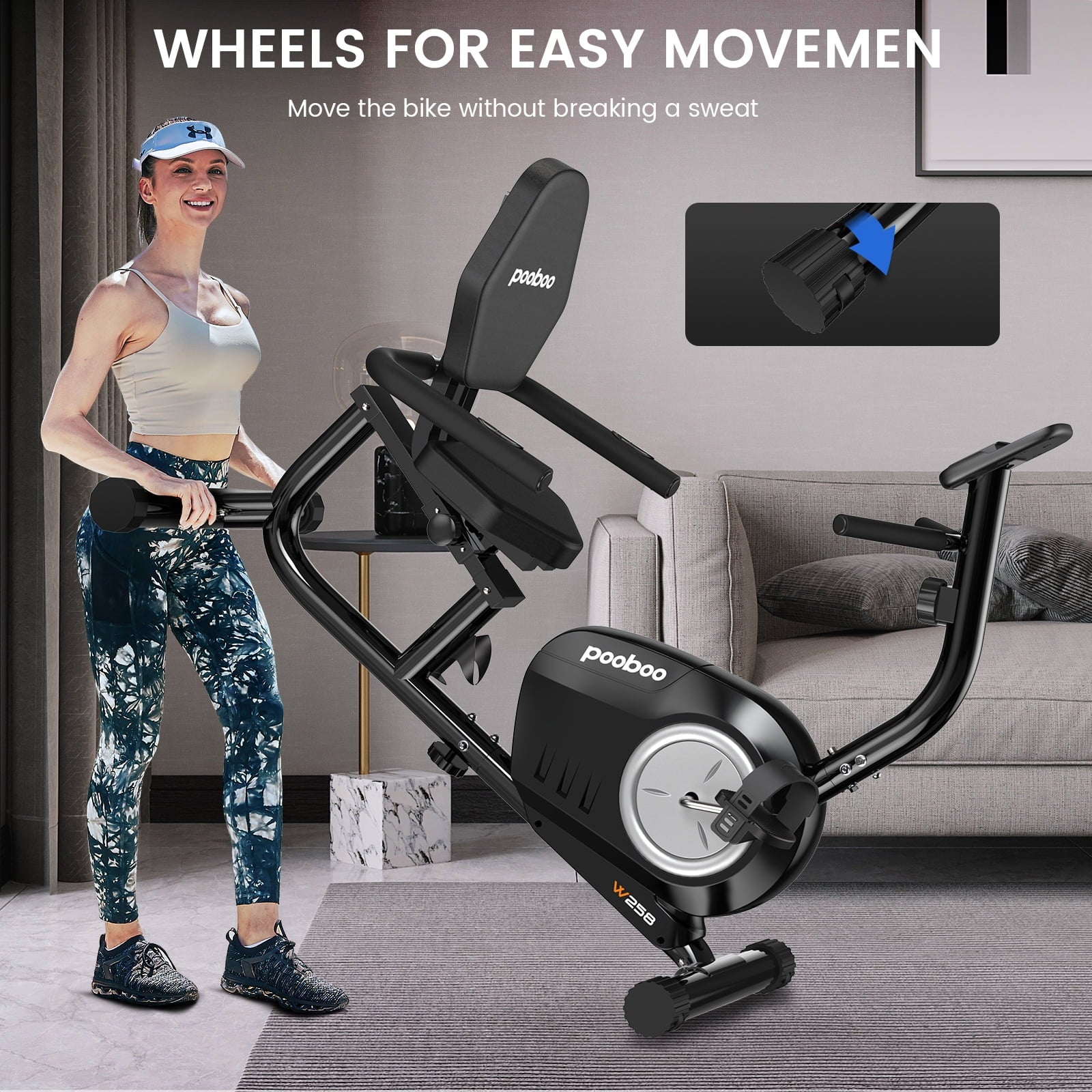 Recumbent Exercise Bikes Sit down Stationary Bicycle Magnetic Resistance Indoor Cycling Bike 380Lb Silver