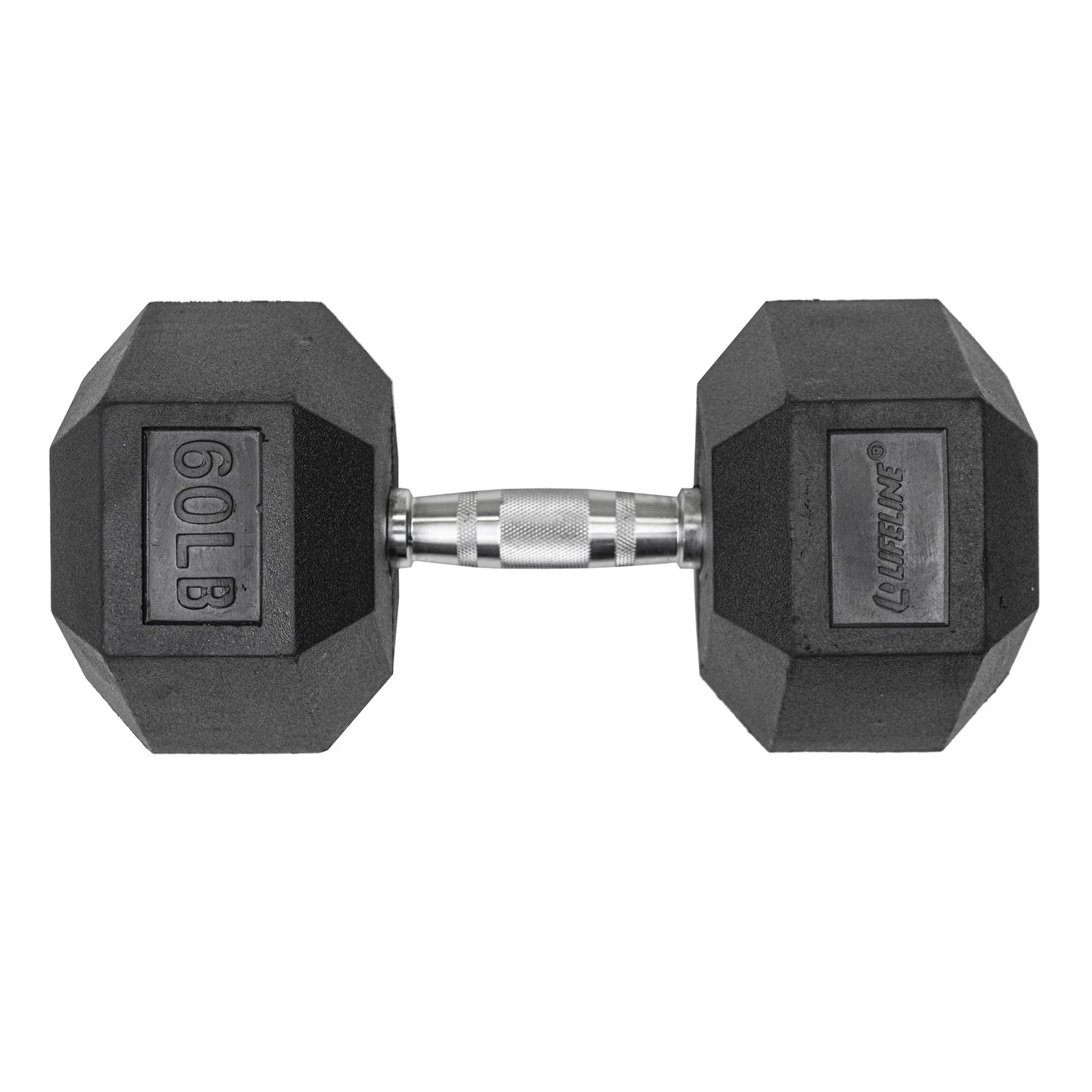 Premium Rubber Hex Dumbbell, Single, 60 Lbs