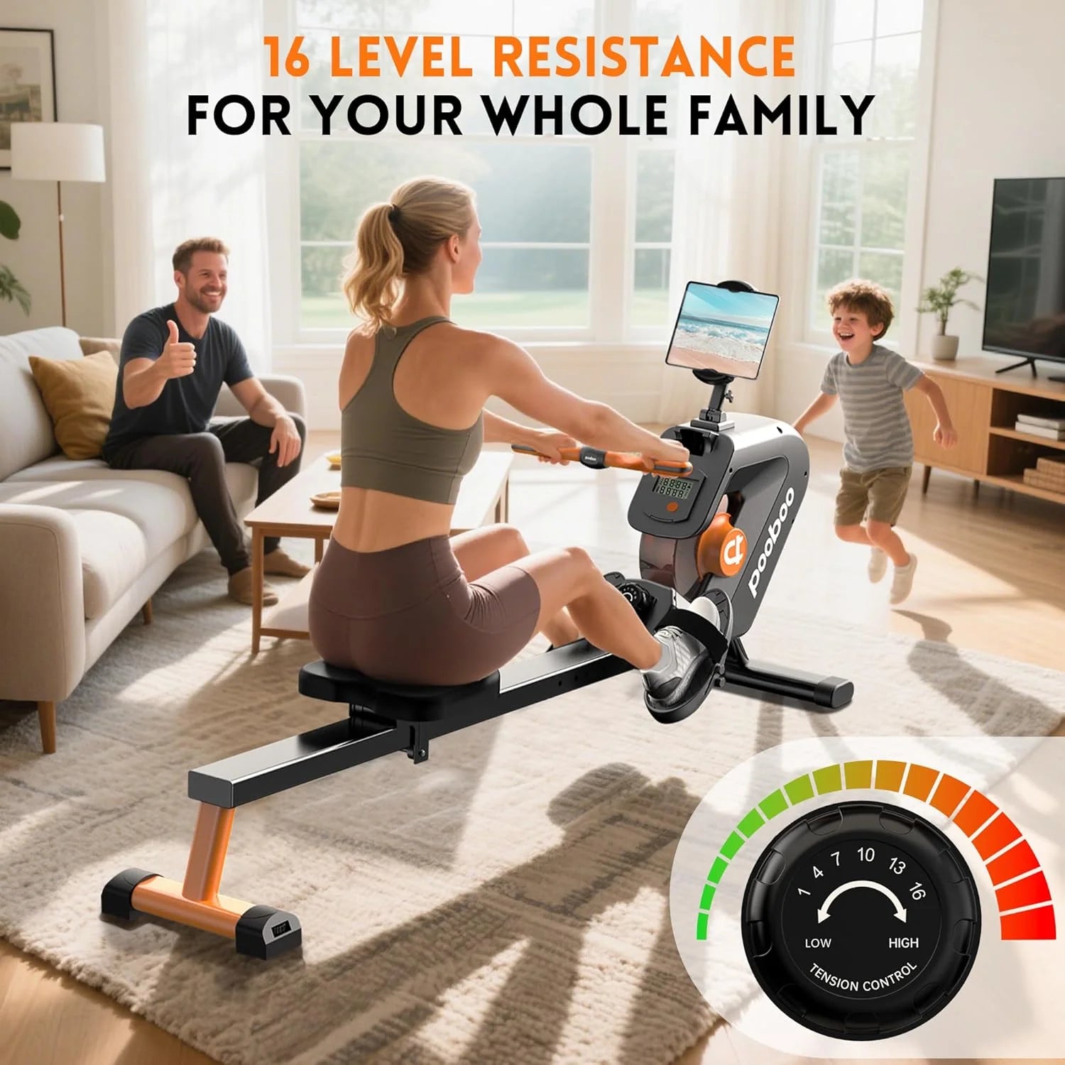 85% Pre-Assembled Magnetic Rowing Machines Rower Foldable 8 Level Resistance Indoor Rower Machines Home Exercise 350Lb
