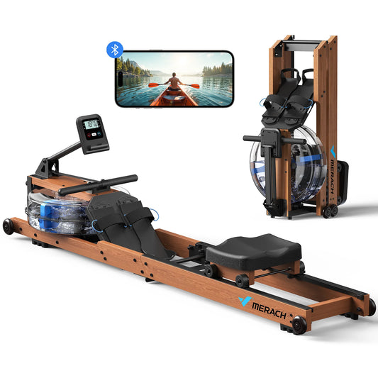 Water Rowing Machines for Home, Foldable Row Machine with 400LBS Weight Capacity, Dedicated Monitor and Comfortable Seat