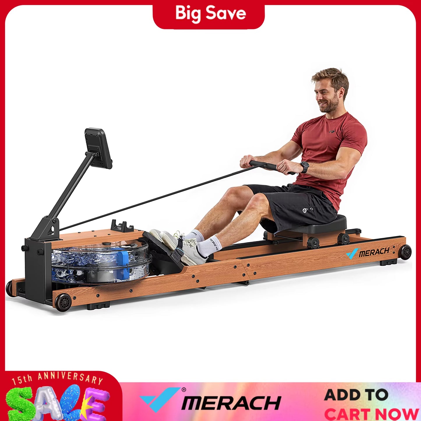 Water Rowing Machines for Home, Foldable Row Machine with 400LBS Weight Capacity, Dedicated Monitor and Comfortable Seat