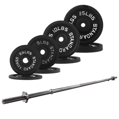 Cast Iron Standard Weight Including 5FT Sectional Standard Barbell with Star Locks, 95-Pound Set