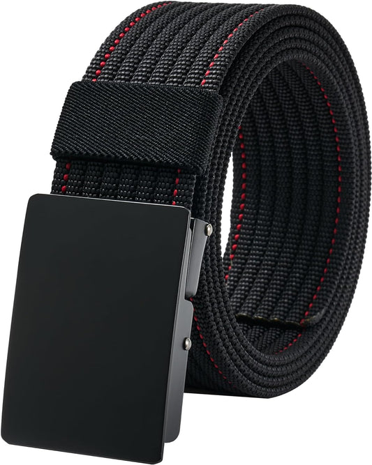 Men Nylon Web Belts - Metal Buckle, Fully Adjustable Belt Strap for Work, Easy Trim to Fit 28-49" Waist