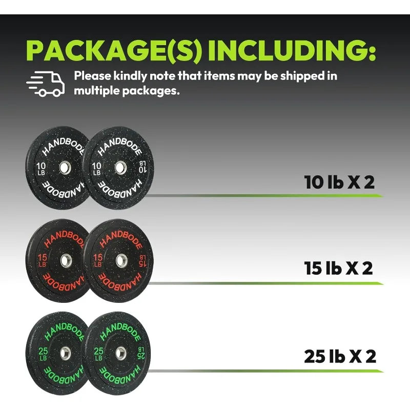 2-Inch Bumper Plates High Bounce, Weight Plate Set 45/100/160/190/260/300Lb, Barbell Weight Plates Set for Home Gym