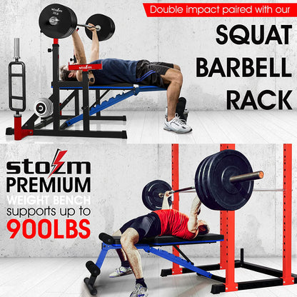 Adjustable Weight Bench / Utility Weight Bench with Foldable Design - Multi-Purpose Flat/Incline/Decline Bench for Home Gym (Cobalt) (UXT5)