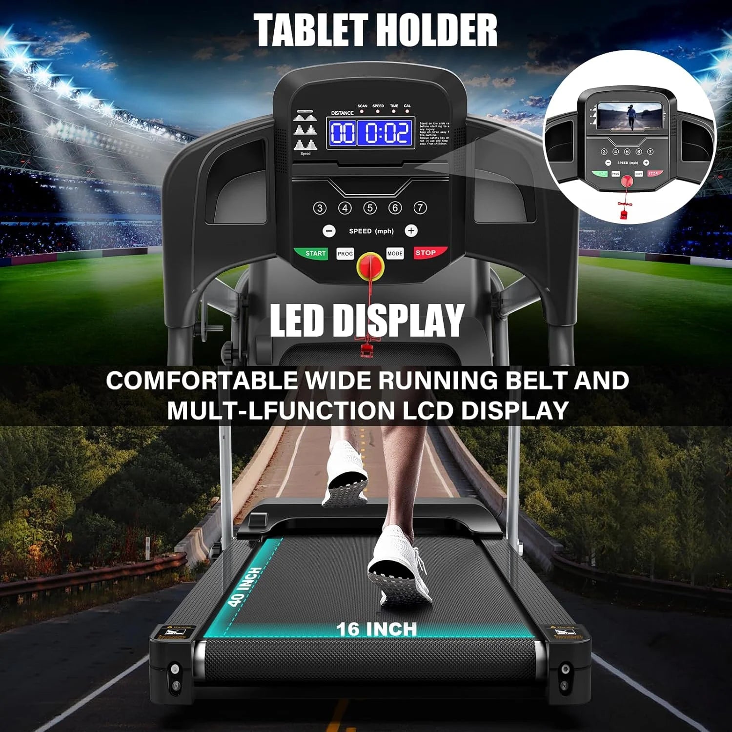 2.5HP Folding Treadmills for Home with Bluetooth & Incline, Portable Running Machine Electric Compact Treadmills Foldable for Exercise Home Gym Fitness Walking Jogging,Max Weight265Lb