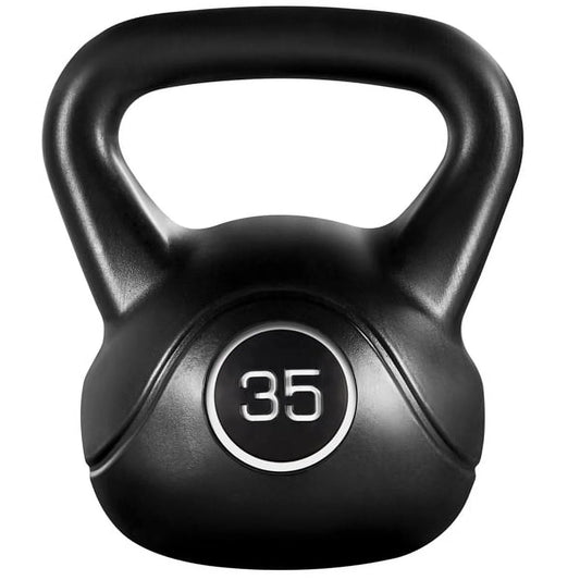35 Lbs HDPE Coated Kettlebell, Black
