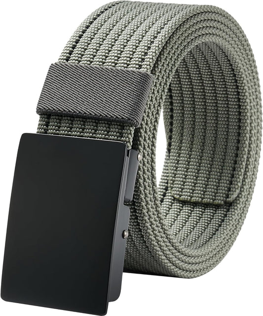 Men Nylon Web Belts - Metal Buckle, Fully Adjustable Belt Strap for Work, Easy Trim to Fit 28-49" Waist