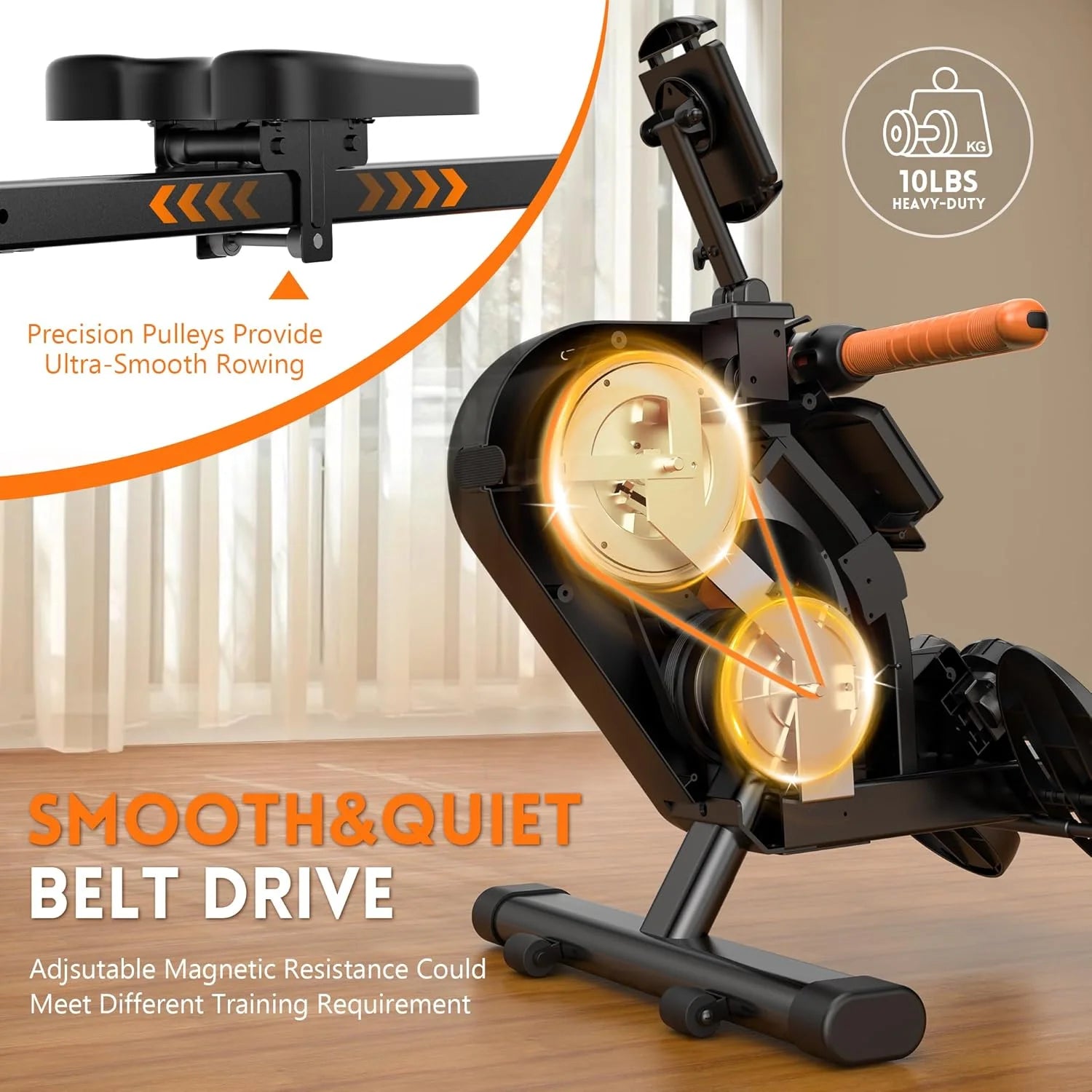85% Pre-Assembled Magnetic Rowing Machines Rower Foldable 8 Level Resistance Indoor Rower Machines Home Exercise 350Lb