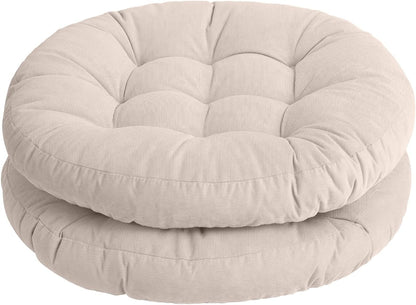 round Office Chair Cushions 22X22 Inch Outdoor Seat Pads Set of 2 Throw Floor Pillows for Adults Sitting Patio Garden, Beige