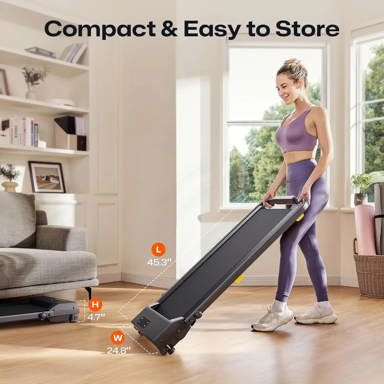 Walking Pad, 3-In-1 under Desk Treadmill for Home and Office, 2.5 HP Portable Walking Jogging Running Machine with Remote Control and LED Display