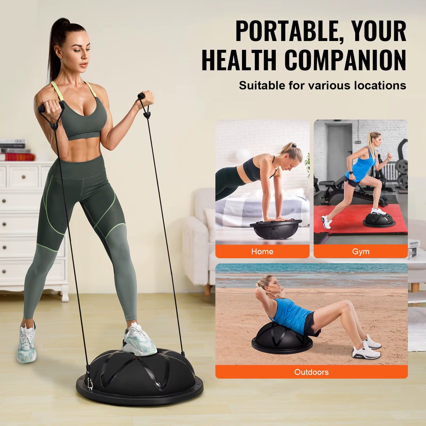 Succebuy 23In Half Exercise Ball Trainer Balance Ball Trainer 660Lbs Capacity Stability Yoga Ball for Home Gym Full Body Workout