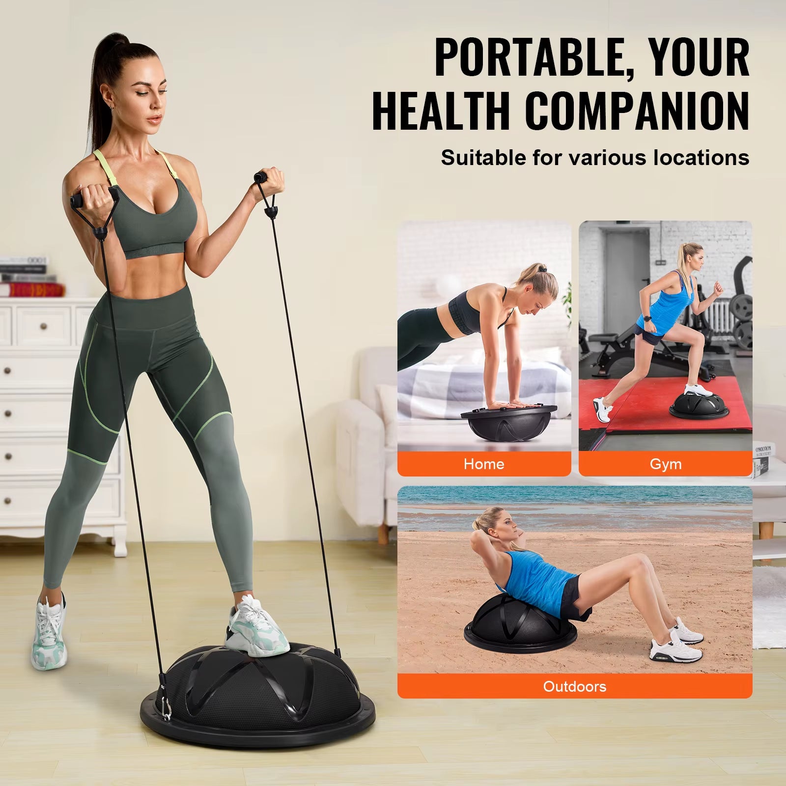 Succebuy 23In Half Exercise Ball Trainer Balance Ball Trainer 660Lbs Capacity Stability Yoga Ball for Home Gym Full Body Workout
